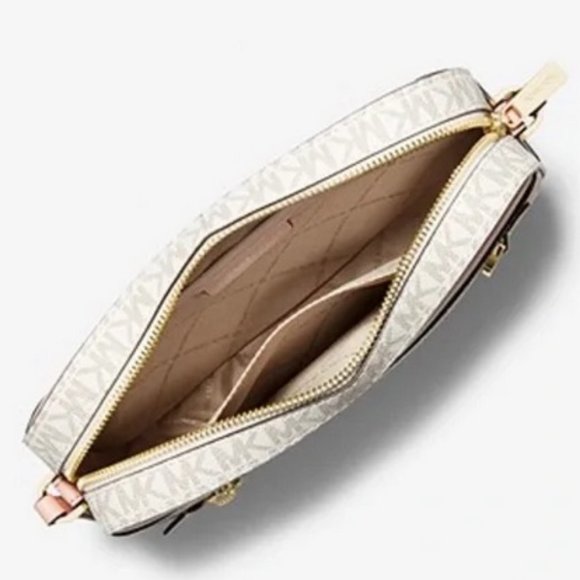 Michael Kors Jet Set Item Large East West Zip Chain Crossbody Powder Blush Multi - Picture 13 of 16